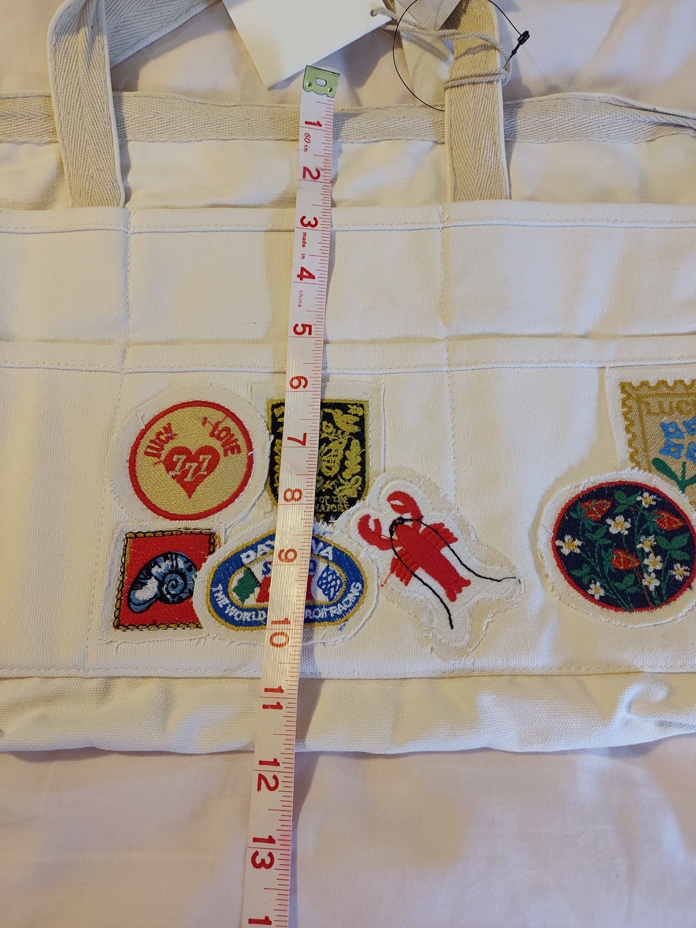 Free People Kiss My Patch Canvas Tote Bag in Mineral NWT - Picture 9 of 14